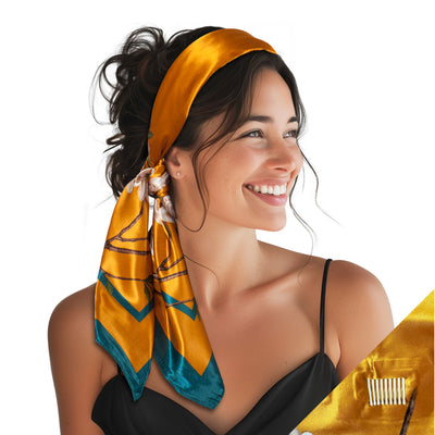 Large Satin Scarf Headband - Orange Magnolia Non-Slip