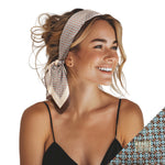 Product shot Small Satin Non-Slip Scarf Headband blue and brown 