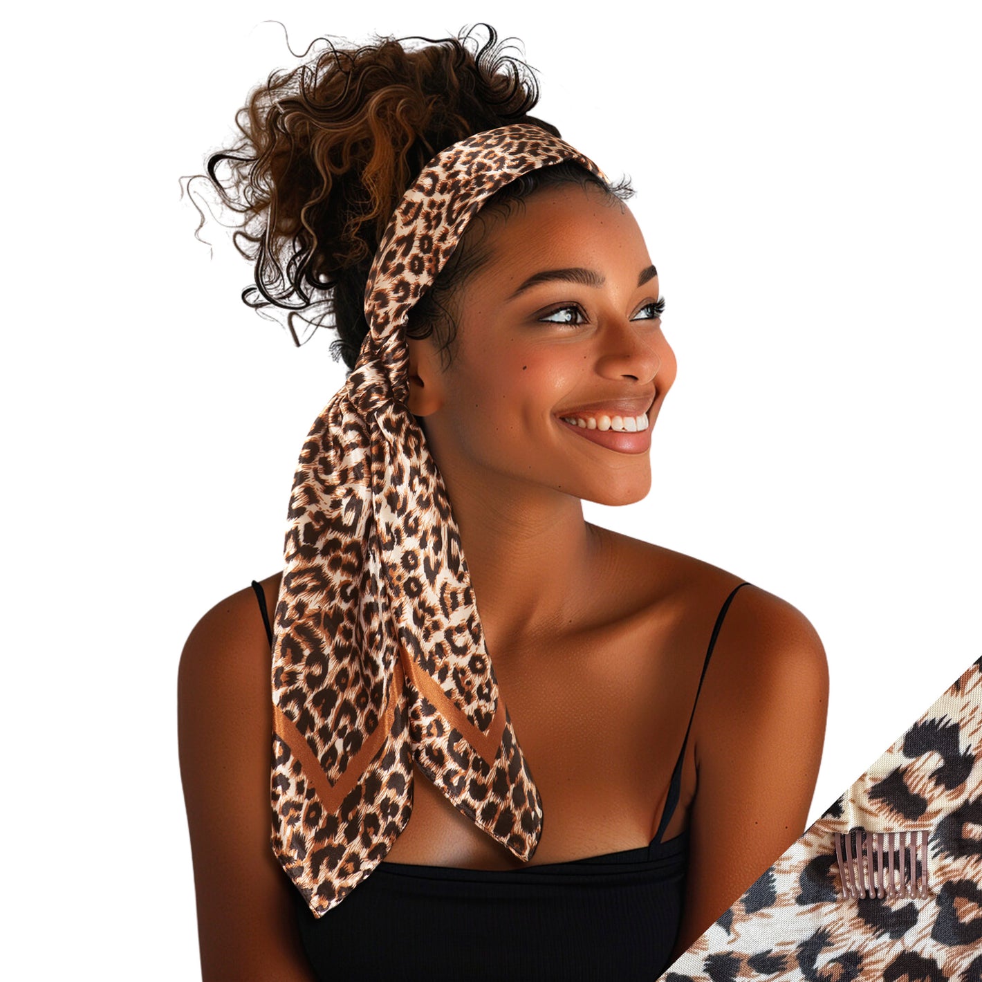 She Will Have A Wild Heart Light Brown Satin Headscarf Product Shot