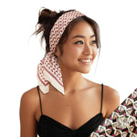 Pink and Brown Small Satin Non-Slip Scarf Headband main image