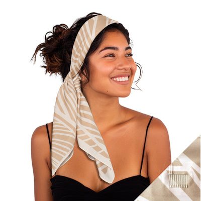 Large Twill Non-Slip Scarf Headband - Tan Leaf Non-Slip