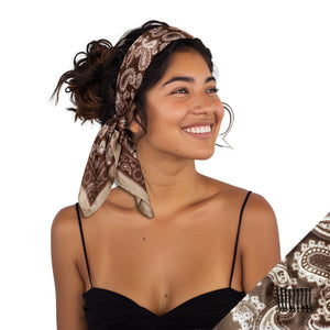 Small Satin Non-Slip Scarf Headband product shot brown