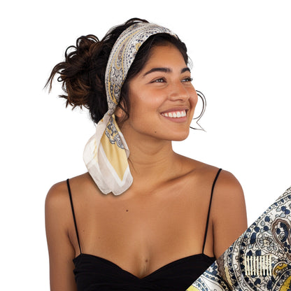 Small Satin Scarf Headband - Yellow Western Non-Slip