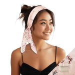 Pink and red rose design headband non-slip laid flat