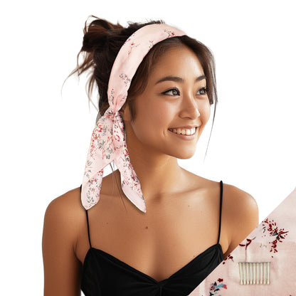 Pink and red rose design headband non-slip laid flat